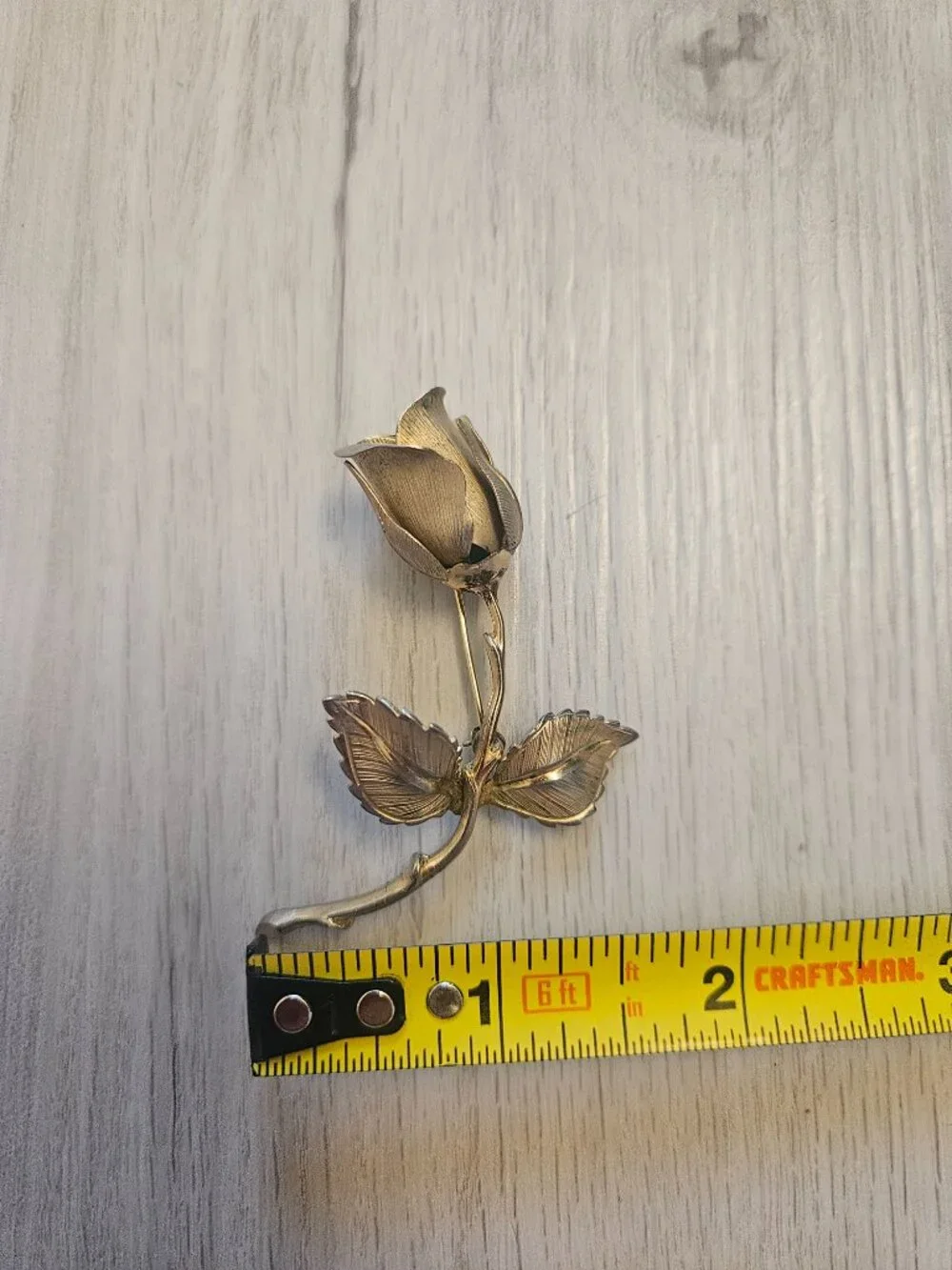 Vintage Giovanni Signed Gold Tone Rose Flower Brooch Pin Costume Jewelry Estate